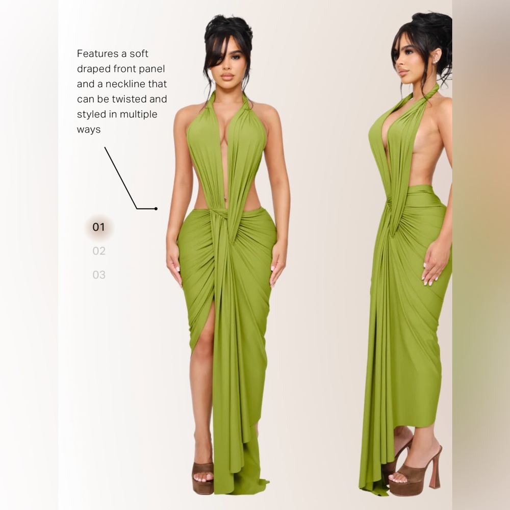 Elegant Green Halter Dress